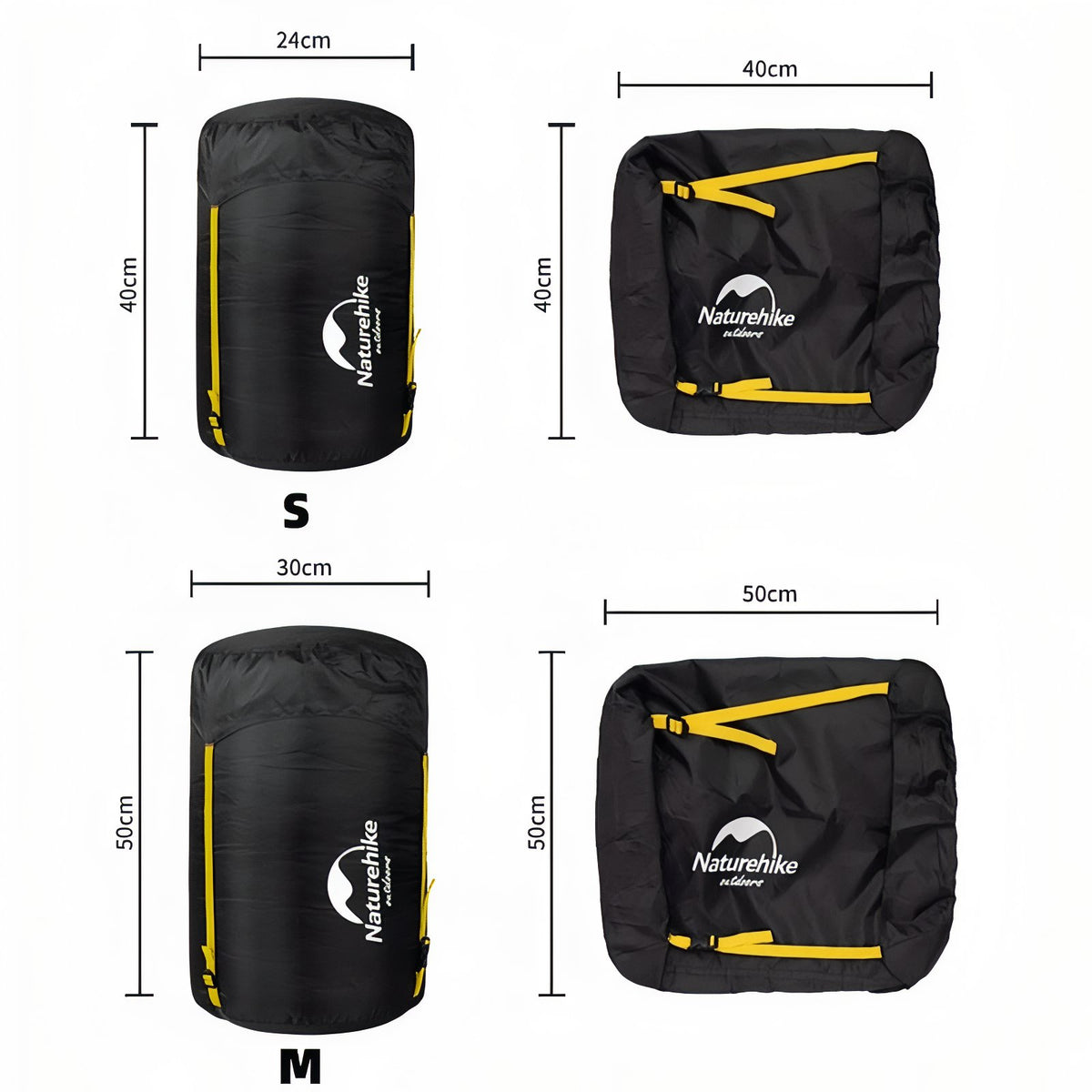 Housse De Compression Sac De Couchage guide des dimensions - S (18L) - M (35L)