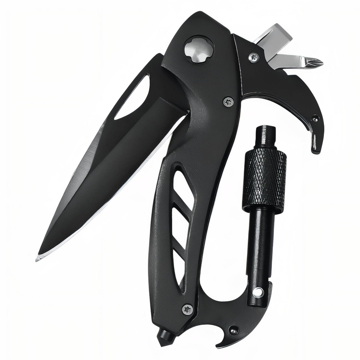 Couteau Mousqueton Multifonction - Noir Mat