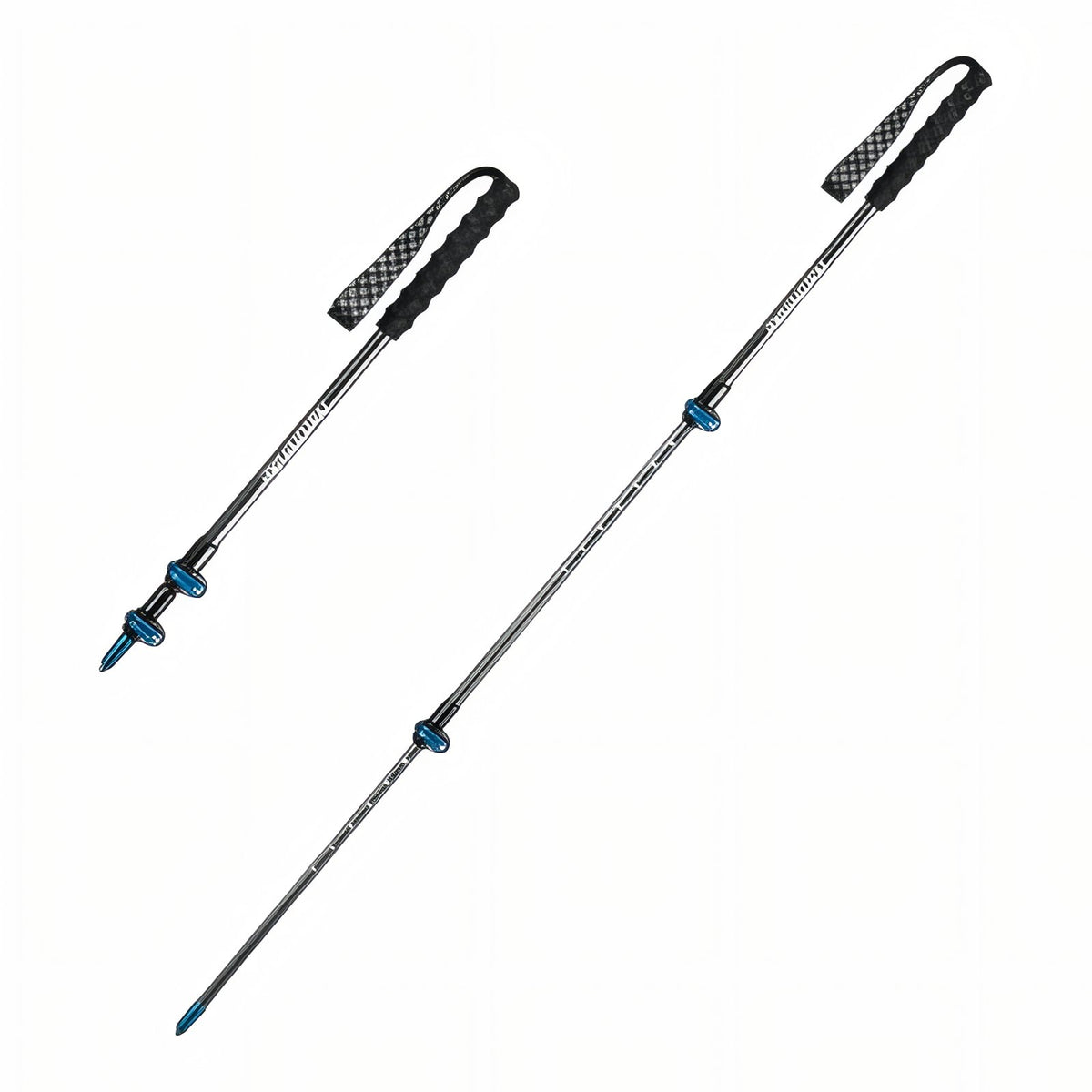 Bâton de Randonnée Télescopique Carbone - Bleu et Noir