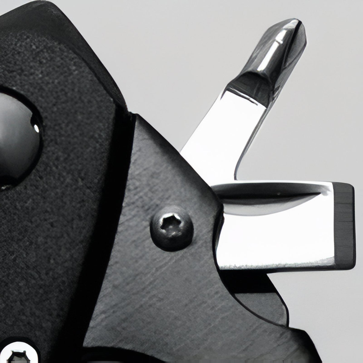 Couteau Mousqueton Multifonction gros plan mécanisme - Noir Mat