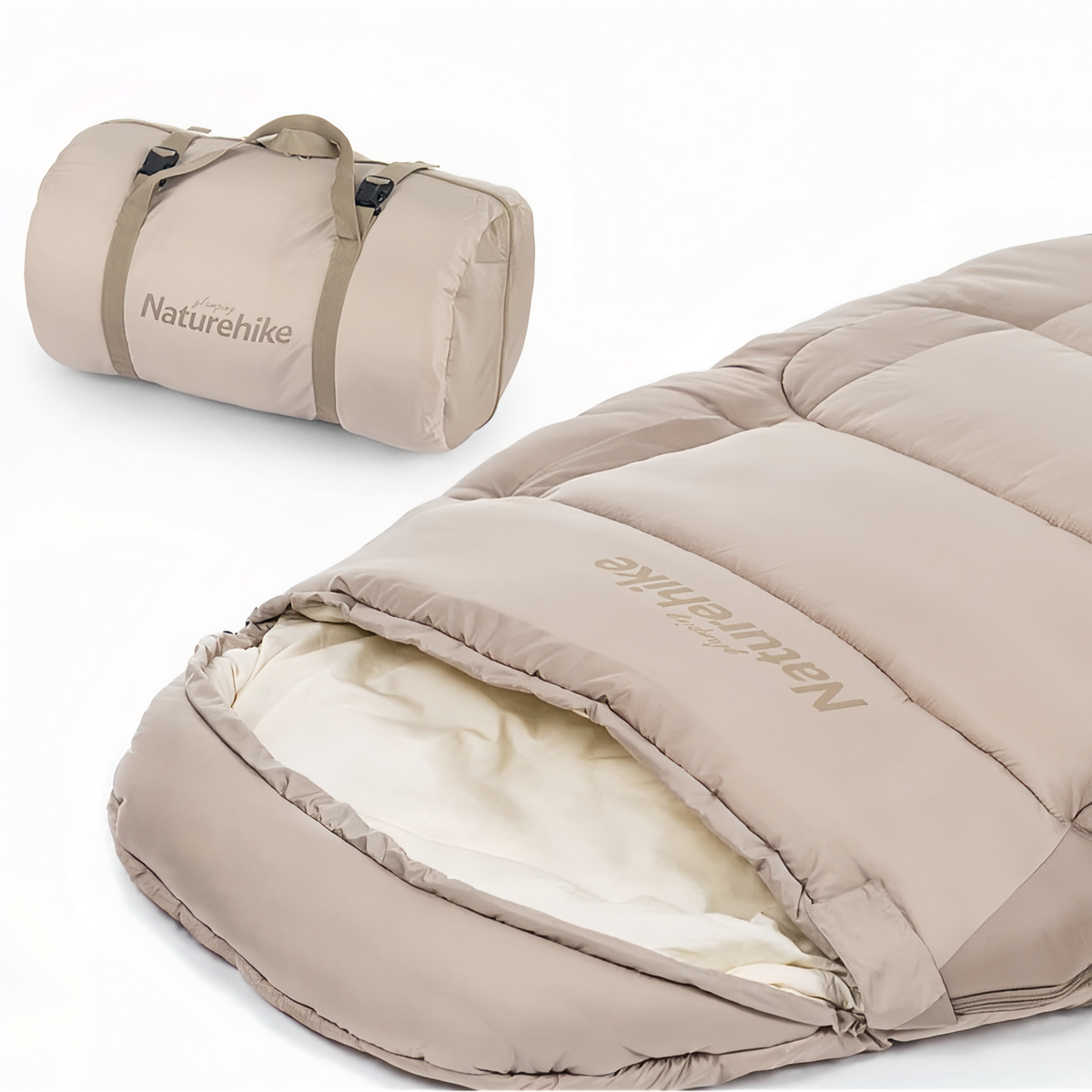 Sac De Couchage Extra Large compartiment ouvert - Beige Clair - Gris Clair