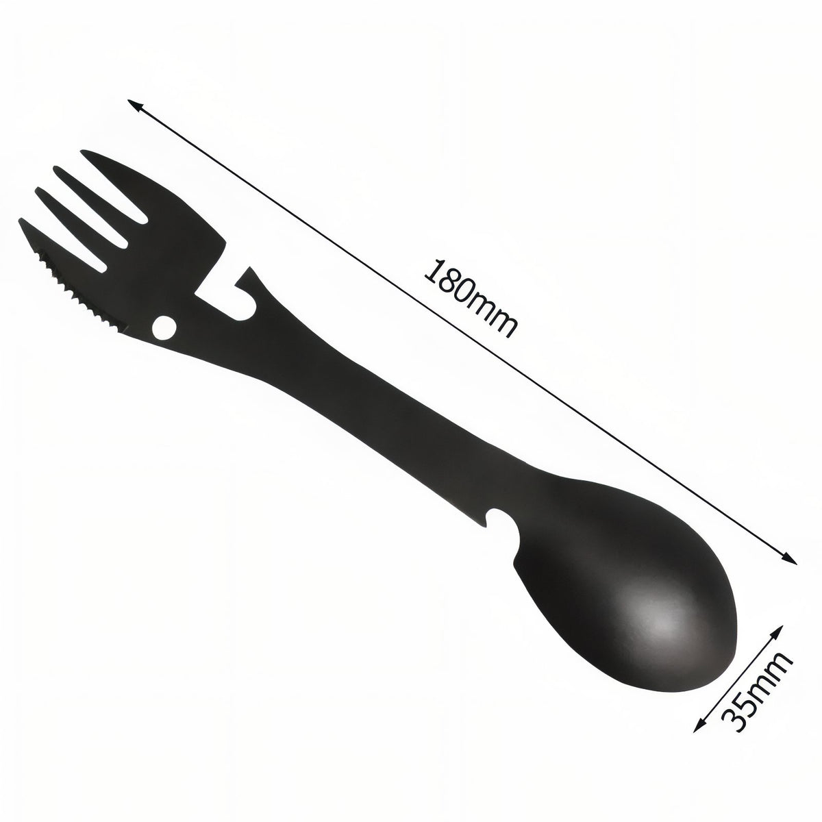 Cuillère Fourchette Randonnée  5 En 1 guide des dimensions - Noir - Gris - Multicolore