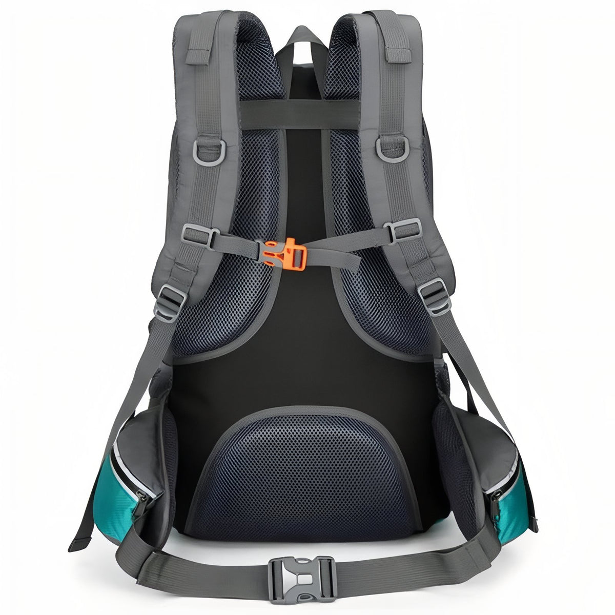 Sac à Dos Randonnée Multi-Poches 55L détail des bretelles - Turquoise et Gris - Gris Foncé et Noir - Gris Foncé et Bleu Marine - Noir Profond - Orange et Gris