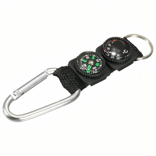 Porte-Clé Boussole Et Thermomètre - Noir