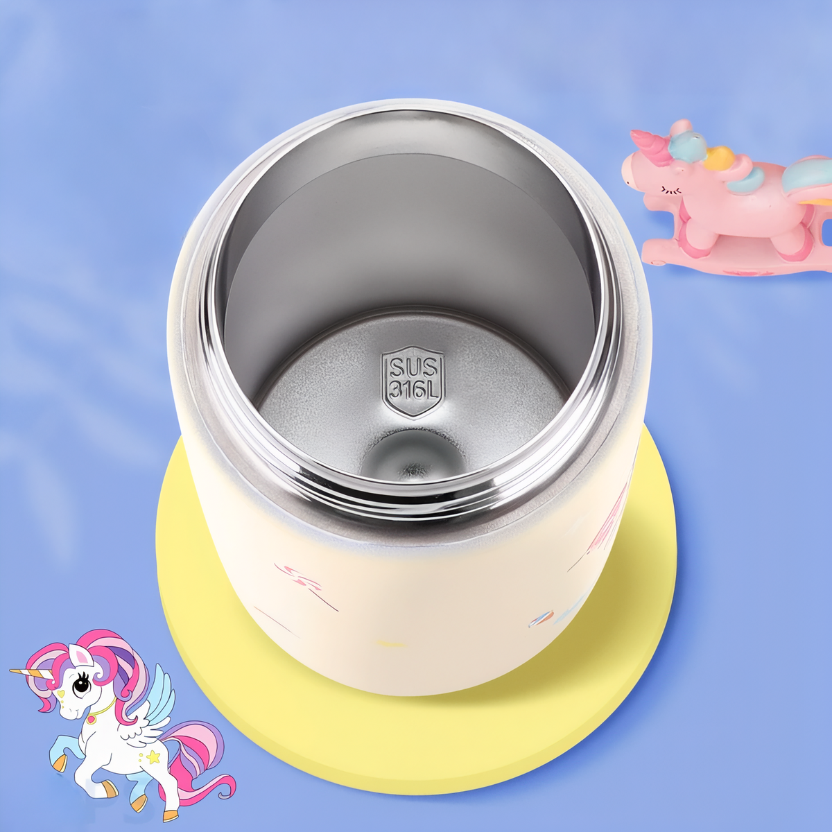 Gourde Enfant Inox Licorne 400ML vue intérieure - Licorne
