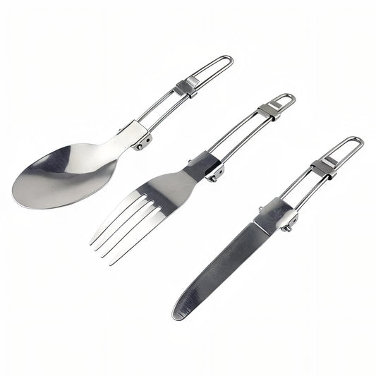 Couvert Pliant Camping - Cuillère + Fourchette + Couteau