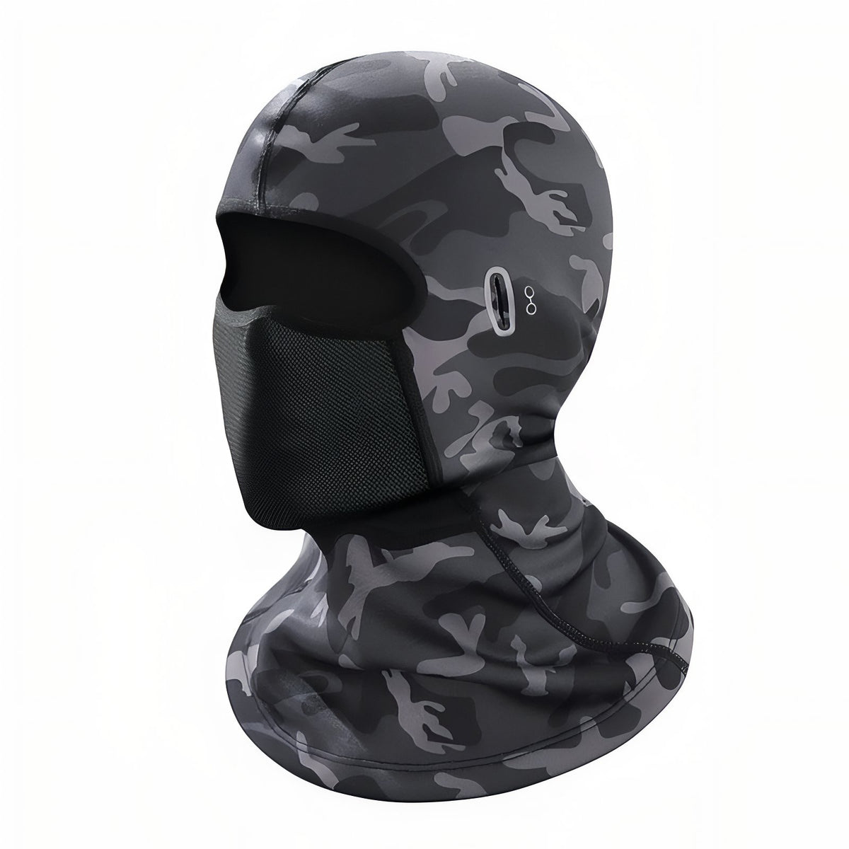 Cagoule Randonnée Hiver - Gris Camouflage Long (encoche oreilles pour lunettes) - 56-63cm