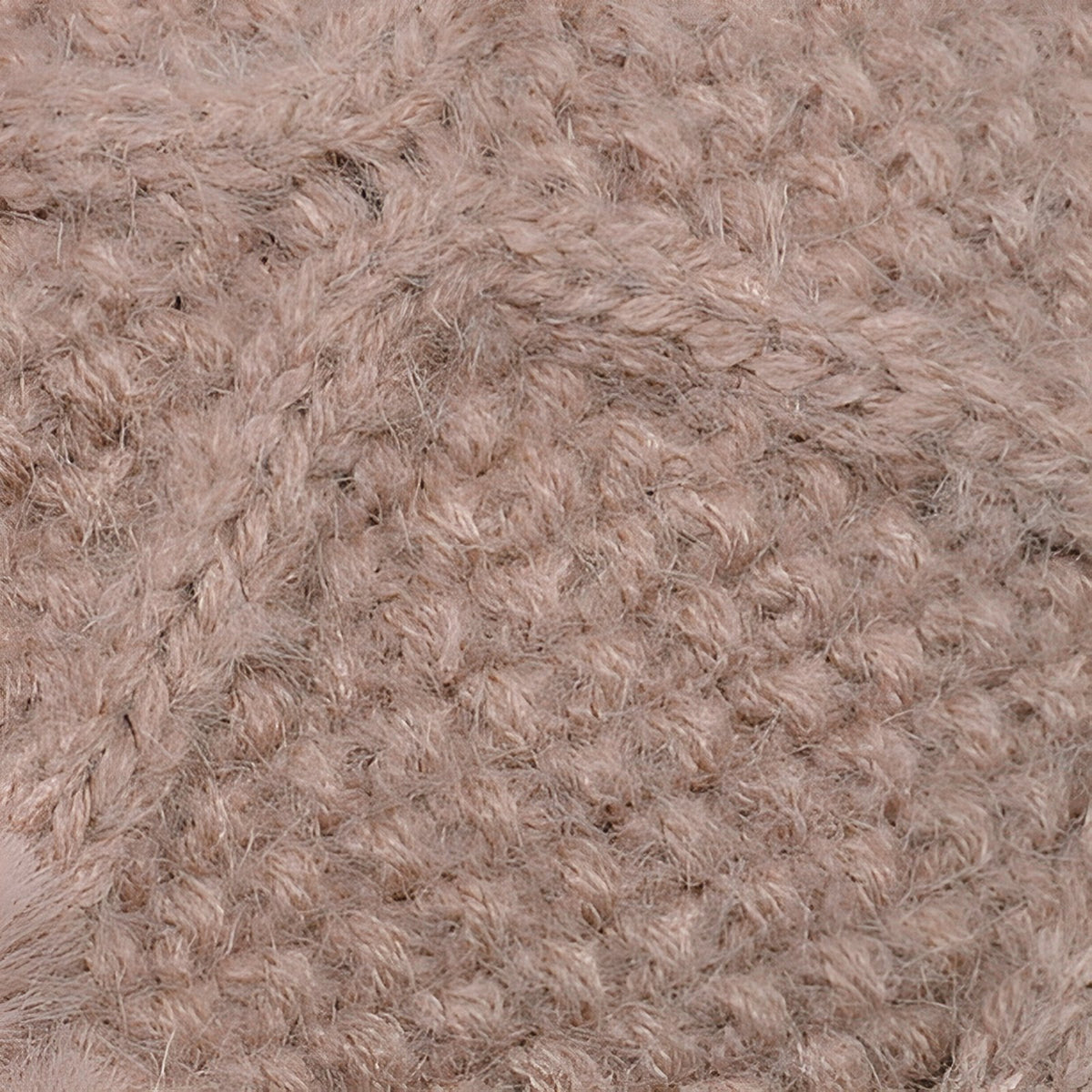 Cagoule Femme Hiver gros plan texture tricotée - Marron - Noir - Blanc Crème - Rose Poudré - Gris Clair - Beige