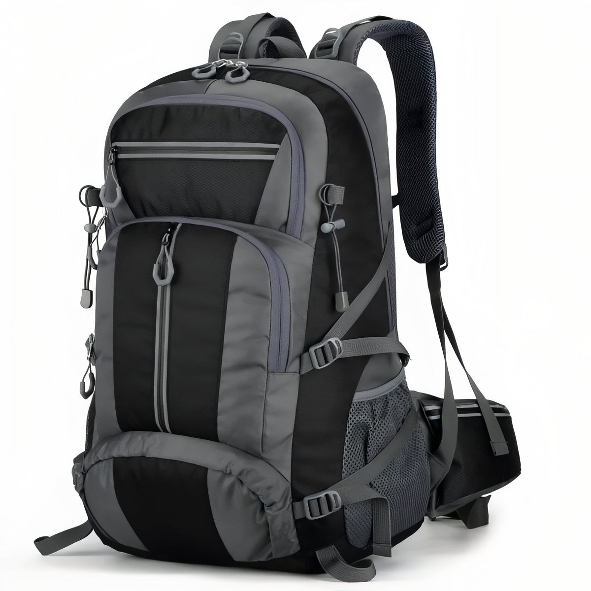 Sac à Dos Randonnée Multi-Poches 55L - Gris Foncé et Noir