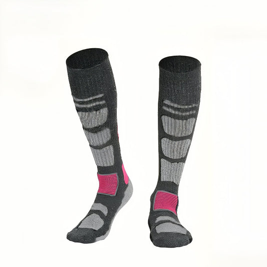 Chaussettes Randonnée Mérinos - Gris et Rose - Taille Unique